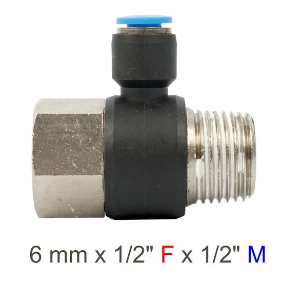 Pu Hose Fitting Tee 6mm X 1/2"f X 1/2"m